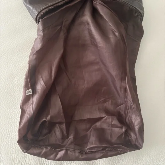 100% Leather Sling BOHO Travel/Every Day Backpack Brown - Picture 14 of 14